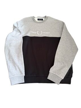 Fred Perry Two-Tone Grey and Black Crewneck Sweatshirt